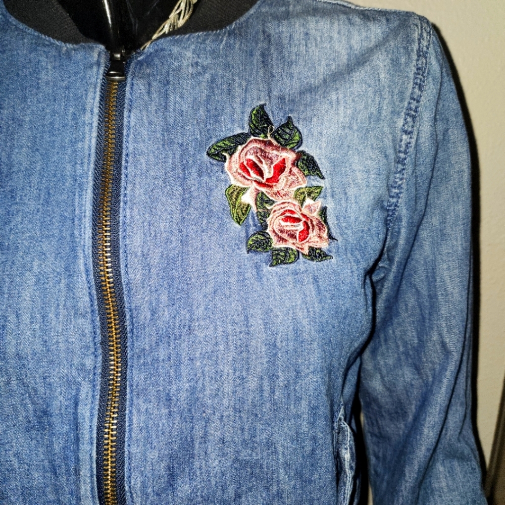 Juniors Hudson Chambray Bomber Jacket XL - Picture 2 of 6